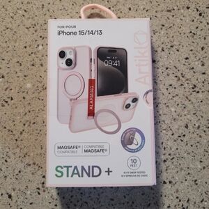 Artikl iPhone 15/14/13 Case W/Loop Stand Pink Magsafe Compatible Protective Case